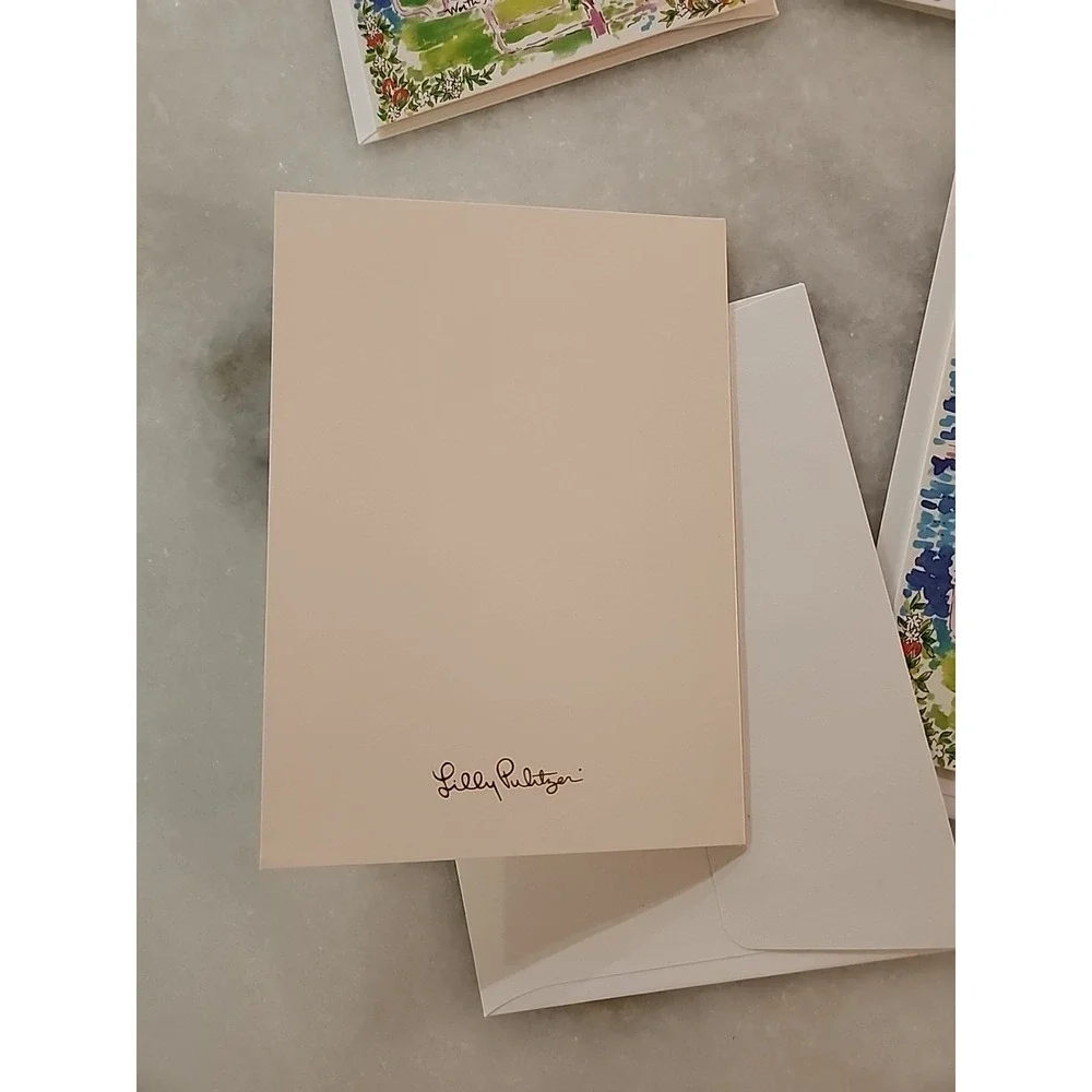 LILLY PULITZER Blank NOTE CARD SET OF 4 Palm Beach Map W/Envelopes NEW